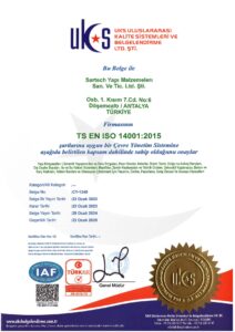 TS EN ISO 14001 KALİTE BELGESİ