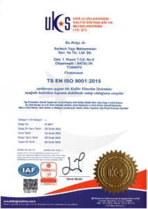 TS EN ISO 9001 KALİTE BELGESİ
